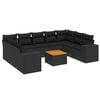 vidaXL 10 Piece Garden Sofa Set with Cushions Black Poly Rattan