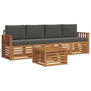 vidaXL Outdoor Sofa Set 5 pcs Natural and Anthracite Solid Acacia Wood