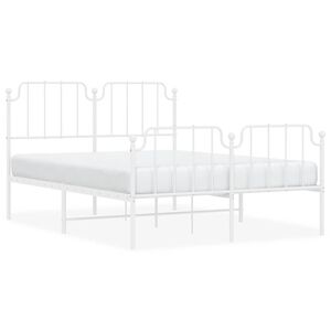 vidaXL Metal Bed Frame without Mattress with Footboard White 150x200cm