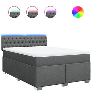 vidaXL Box Spring Bed with Mattress Dark Grey Double Fabric