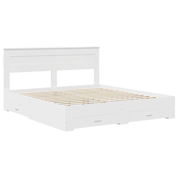 vidaXL Bed Frame with Headboard White 180 x 200 cm Engineered Wood