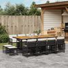 vidaXL 13 Piece Garden Dining Set with Cushions Black Poly Rattan
