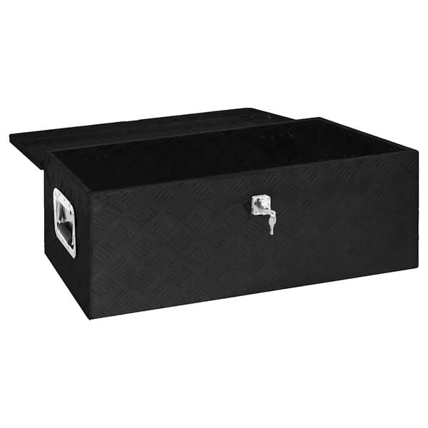 vidaXL Storage Box Black 80x39x30 cm Aluminium