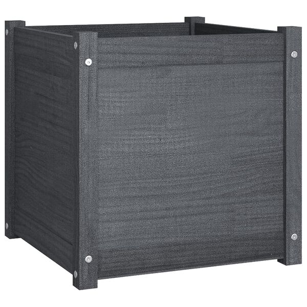 vidaXL Garden Planter Grey 50x50x50 cm Solid Pinewood