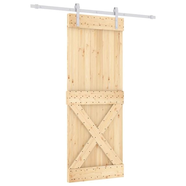 vidaXL Sliding Door with Hardware Set 80x210 cm Solid Wood Pine