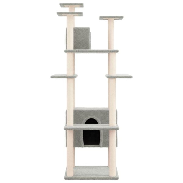 vidaXL Cat Tree with Sisal Scratching Posts Light Grey 162 cm