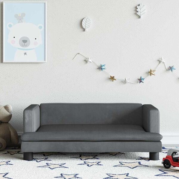 vidaXL Kids Sofa Dark Grey 80x45x30 cm Velvet
