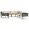 vidaXL 8 Piece Garden Lounge Set with Cushions Grey Poly Rattan