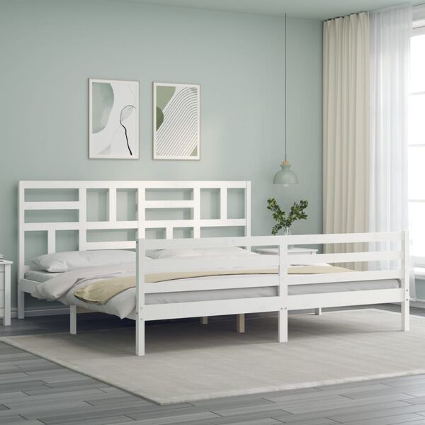 vidaXL Bed Frame without Mattress White Super King Size Solid Wood