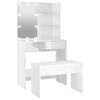 vidaXL Dressing Table Set with LED High Gloss White Engineered Wood