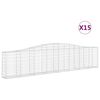 vidaXL Arched Gabion Baskets 15 pcs 400x30x80/100 cm Galvanised Iron