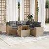 vidaXL 6 Piece Garden Sofa Set with Cushions Beige Poly Rattan