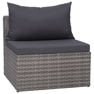 vidaXL 4 Piece Garden Sofa Set with Cushions Grey Poly Rattan