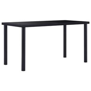 vidaXL Dining Table | Black | Tempered Glass, Powder-Coated Metal | 140 x 70 cm