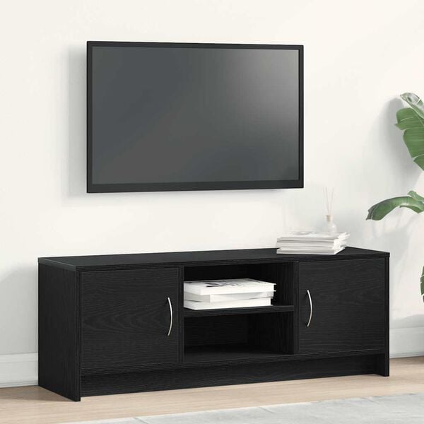 vidaXL TV Cabinet Black Oak 102x30x37.5 cm Engineered Wood