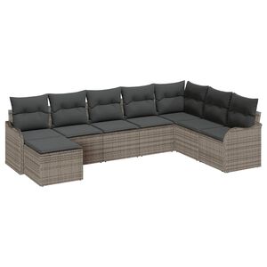 vidaXL Garden Sofa Set with Cushion 8 pcs Grey Poly rattan