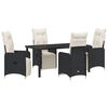 vidaXL Garden Dining Set 5 pcs Black Poly Rattan
