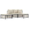 vidaXL 4 Piece Garden Lounge Set with Cushions Anthracite Poly Rattan
