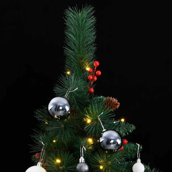 vidaXL Artificial Hinged Christmas Tree 300 LEDs & Ball Set 180 cm