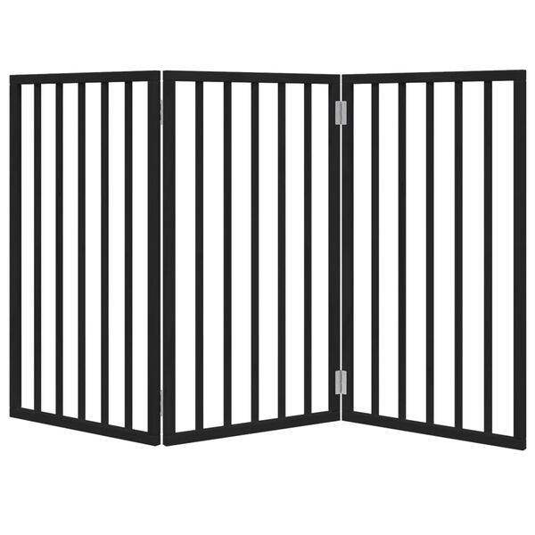 vidaXL Dog Gate Foldable 3 Panels Black 150 cm Poplar Wood