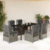 vidaXL 7 Piece Garden Dining Set with Cushions Grey Poly Rattan