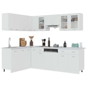 vidaXL Kitchen Cabinet Set | White | Engineered wood, glass