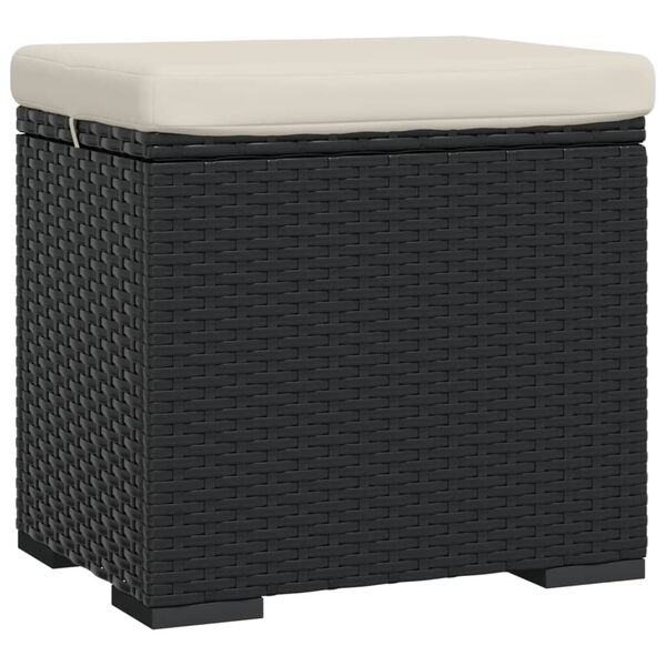 vidaXL Ottoman with Cushion Black 40x30x40 cm Poly Rattan