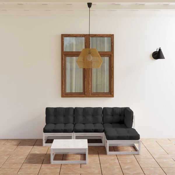 vidaXL 5 Piece Garden Lounge Set with Cushions Solid Pinewood