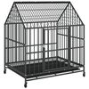 vidaXL Dog Cage with Wheels Black Galvanised Steel