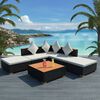 vidaXL 6 Piece Garden Lounge Set with Cushions Poly Rattan Black