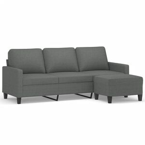 vidaXL 3-Seater Sofa with Footstool Dark Grey 180 cm Fabric