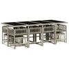 vidaXL 13 Piece Garden Dining Set with Cushions Light Grey Poly Rattan