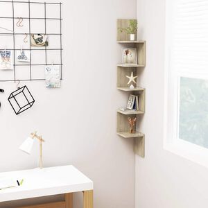vidaXL Wall Corner Shelf Sonoma Oak 20x20x127,5 cm Engineered Wood