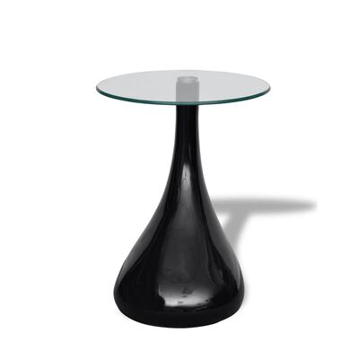 vidaXL Coffee Table 2 pcs with Round Glass Top High Gloss Black