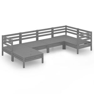 vidaXL 6 Piece Garden Lounge Set Solid Wood Pine Grey
