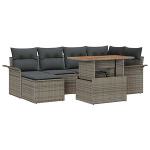vidaXL Garden Sofa Set with Storage 7 pcs Grey Poly rattan