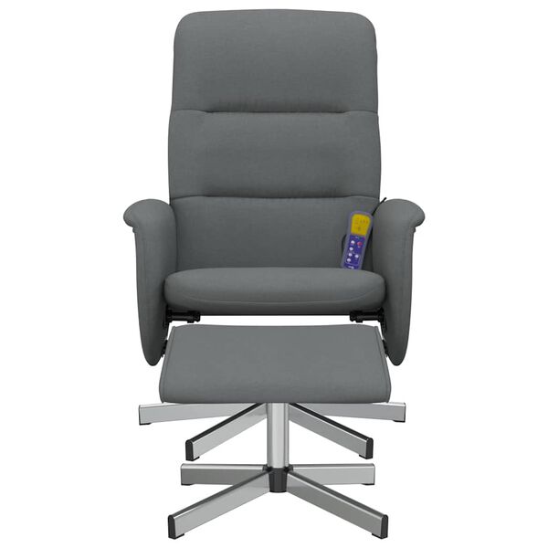 vidaXL Massage Recliner Chair with Footstool Dark Grey Fabric