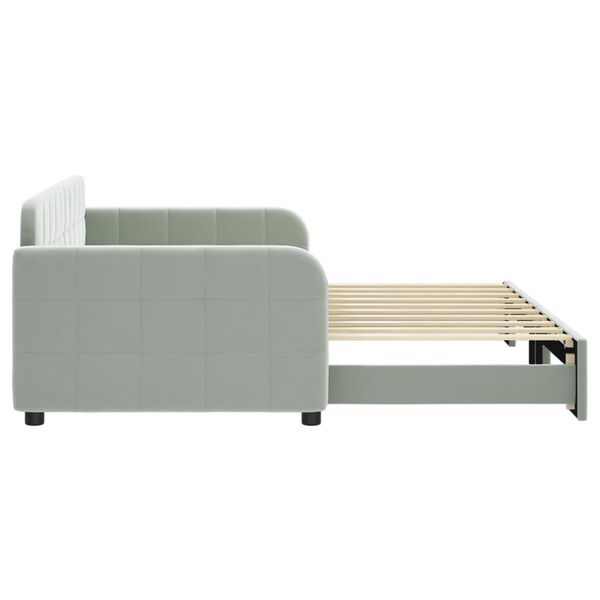 vidaXL Daybed with Trundle without Mattress Light Grey 90x190 cm