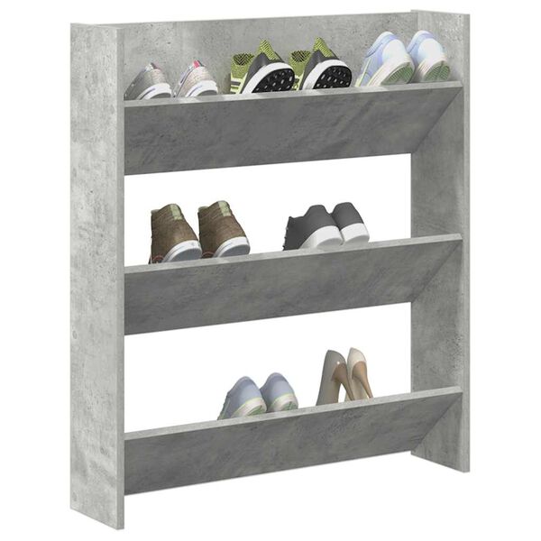 vidaXL Wall Shoe Cabinet Concrete Grey 80x18x90 cm Engineered Wood