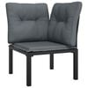 vidaXL Garden Corner Chair with Cushions Black and Grey Poly Rattan