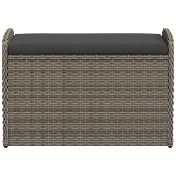 vidaXL Storage Bench with Cushion Grey 80x51x52 cm Poly Rattan