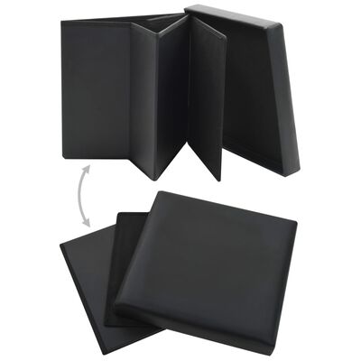 vidaXL Folding Storage Stool Black Faux Leather