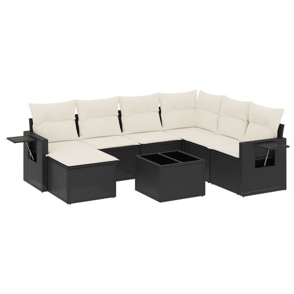 vidaXL 8 Piece Garden Sofa Set with Cushions Black Poly Rattan