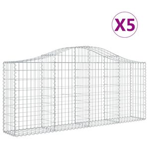 vidaXL Arched Gabion Baskets 5 pcs 200x30x80/100 cm Galvanised Iron