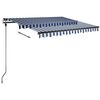 vidaXL Freestanding Manual Retractable Awning 300x250 cm Blue/White