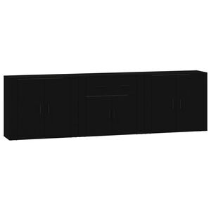 vidaXL Sideboards 3 pcs Black Engineered Wood