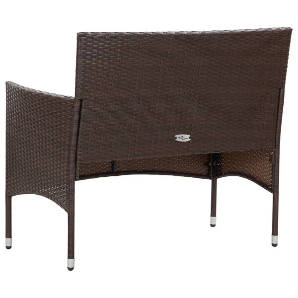 vidaXL 4 Piece Garden Lounge Set with Cushions Poly Rattan Brown