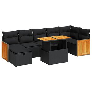 vidaXL 5 Piece Garden Sofa Set with Cushions Black Poly Rattan