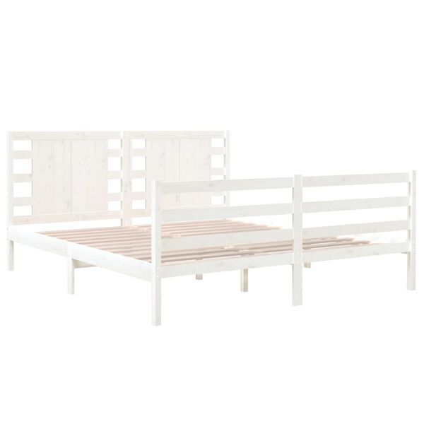 vidaXL Bed Frame without Mattress White 180x200 cm Super King Solid Wood Pine