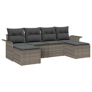 vidaXL Garden Sofa Set with Cushion 6 pcs Grey Poly Rattan